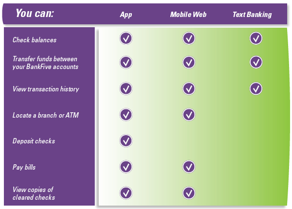 Features of mobile banking chart