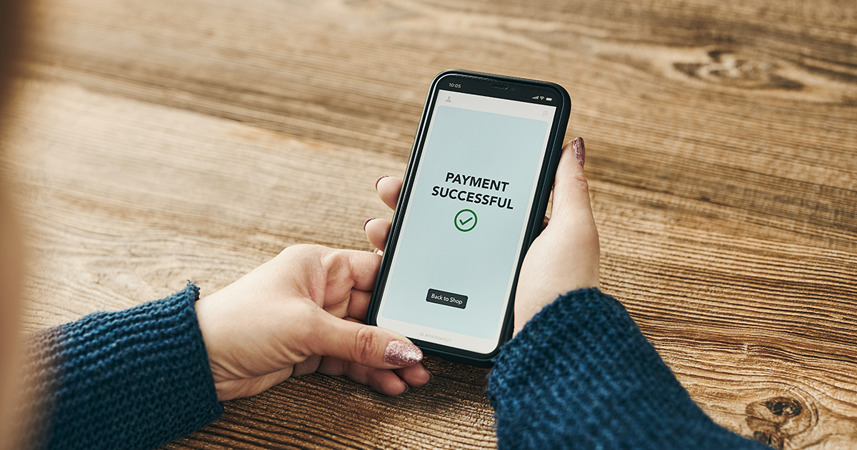 P2P payment sent screen on mobile phone