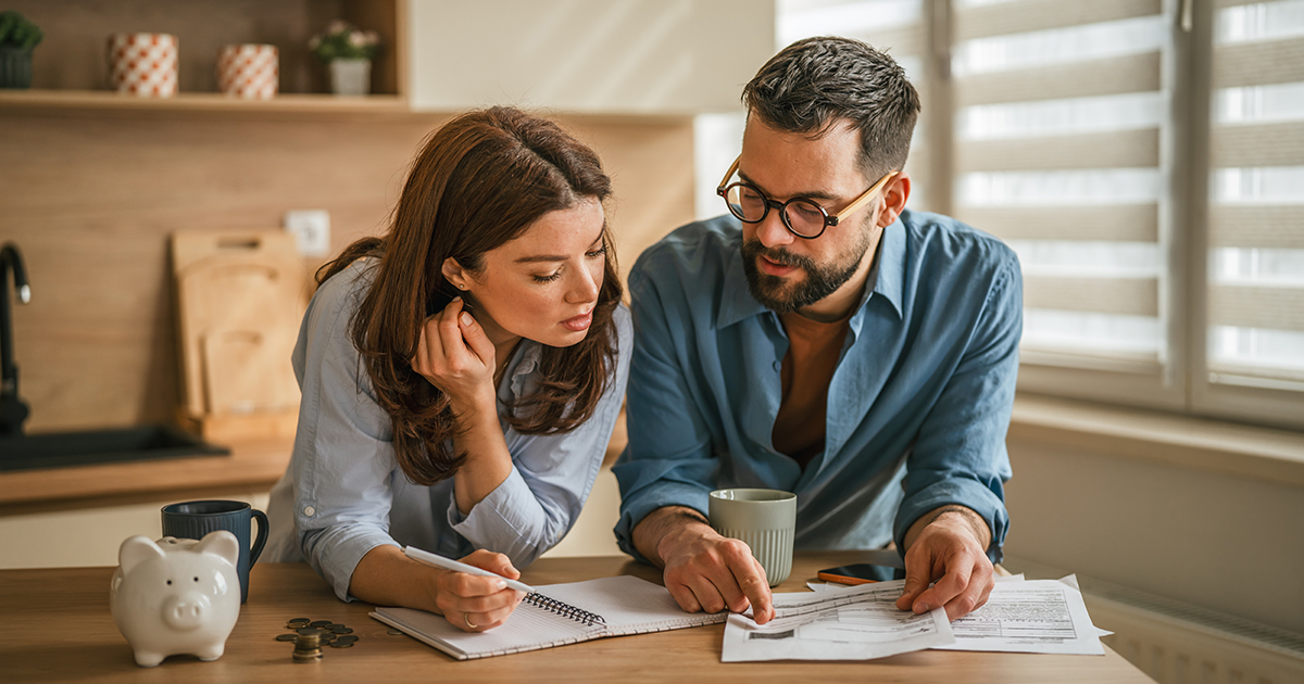 couple reviewing finances 