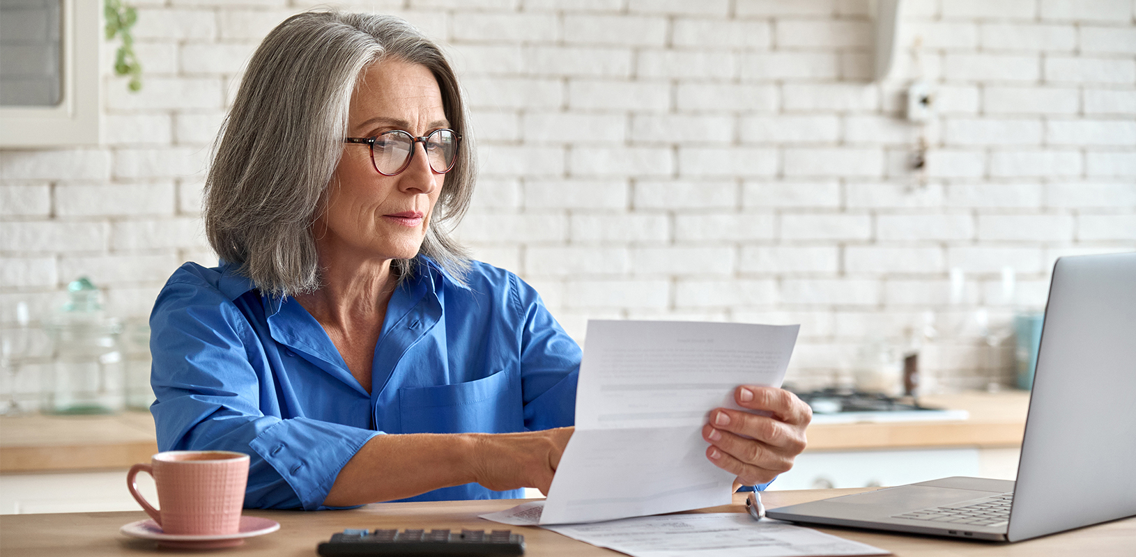 woman looking at documents