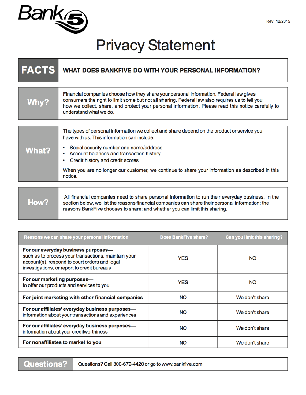 Privacy Notice Page 1