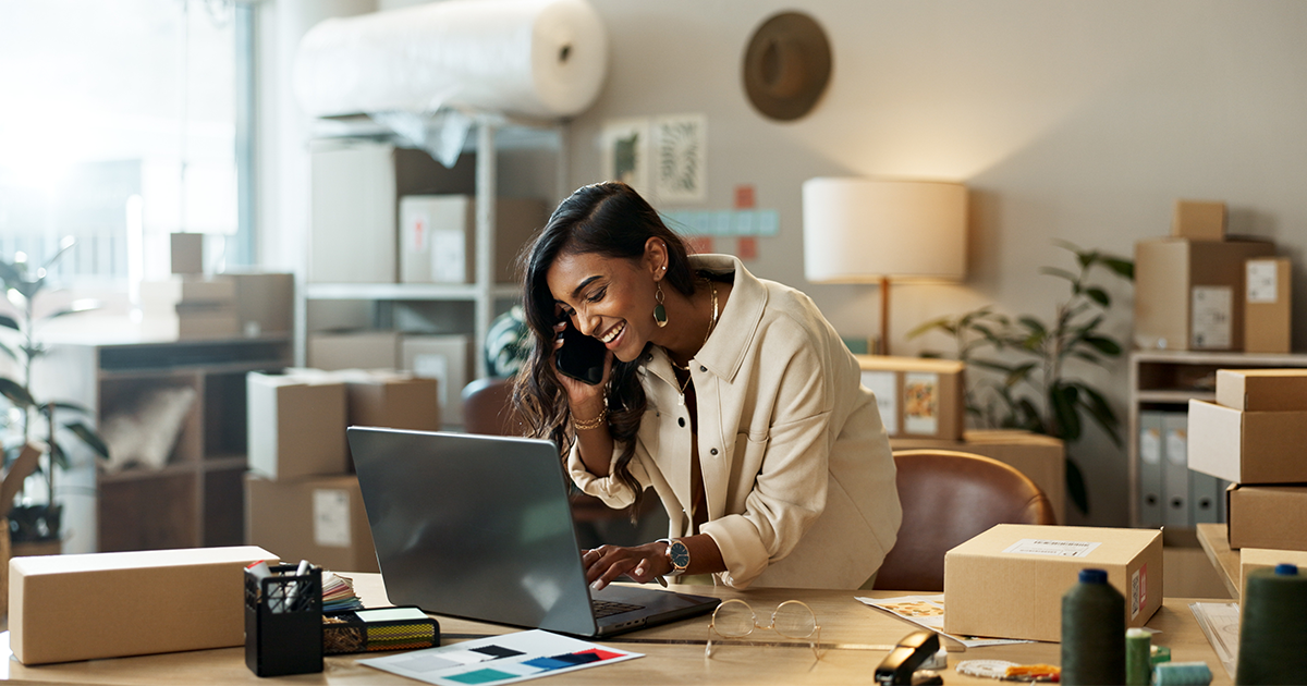 woman at computer taking order