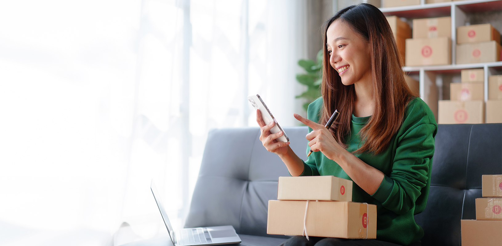 person checking orders on cell phone