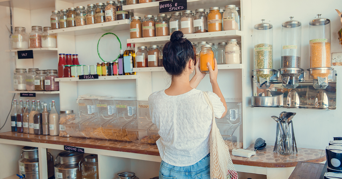 woman shopping at sustainable store