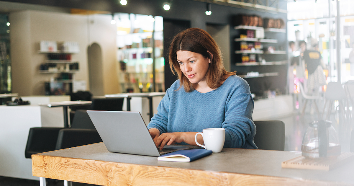 woman working at laptop