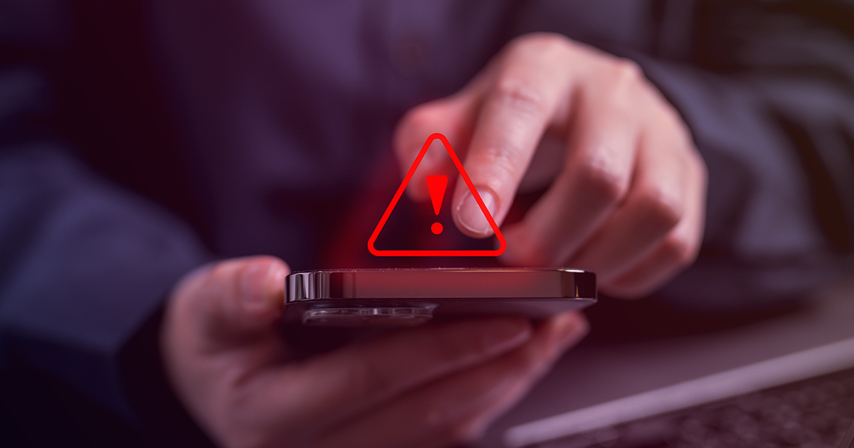 Alert signal over person on cell phone 