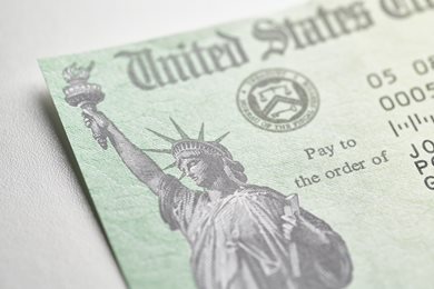 close up image of U.S. stimulus check