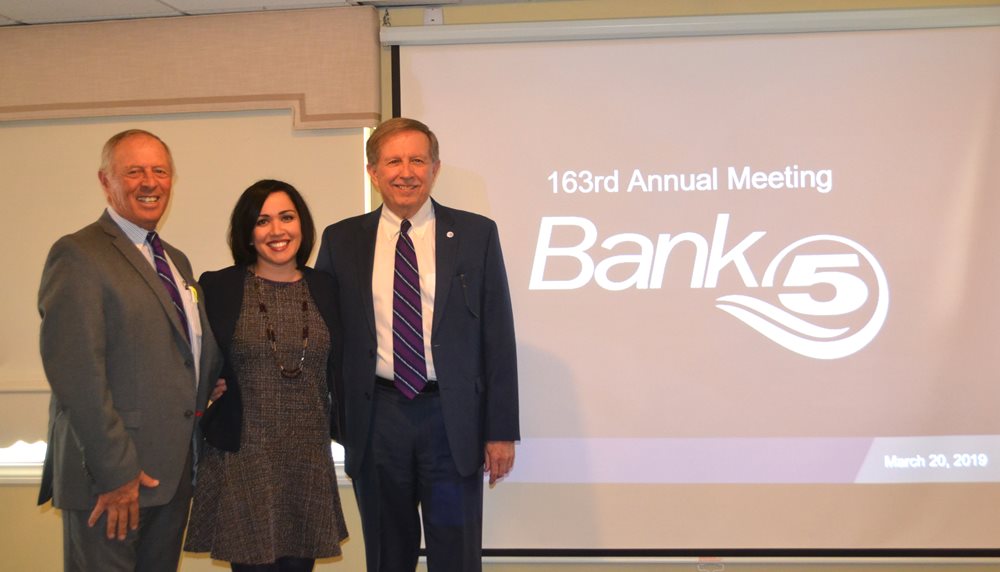 Pictured L-R: Richard Lafrance, BankFive Chairman of the Board, Michelle Hantman, President & CEO of United Way of Greater New Bedford, William R. Eccles, Jr., BankFive President & CEO.
