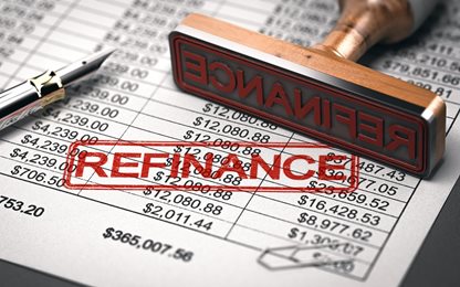 spreadsheet with refinance stamp over numbers