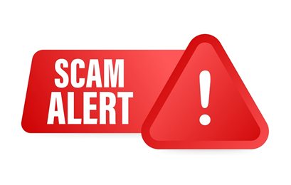 Scam Alert text in red box